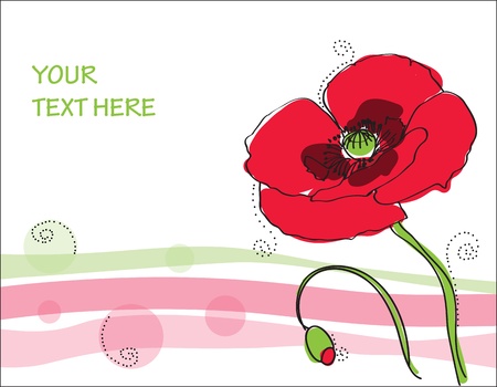 Beautiful poppy flower Card in vectorのイラスト素材