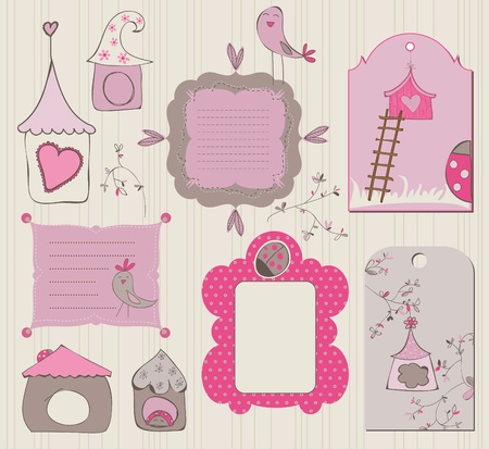 Bird House Design Elementsのイラスト素材