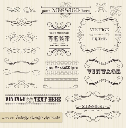 vector vintage set: calligraphic design elements and page decoration - easy to edit and useのイラスト素材