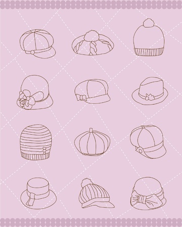 Set of Woman's Hatsのイラスト素材