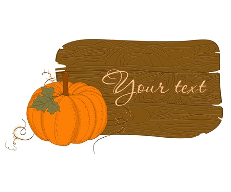 Wooden Banner with Pumpkinのイラスト素材