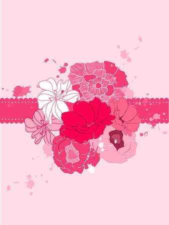 Romantic Flower Card with place for your textのイラスト素材