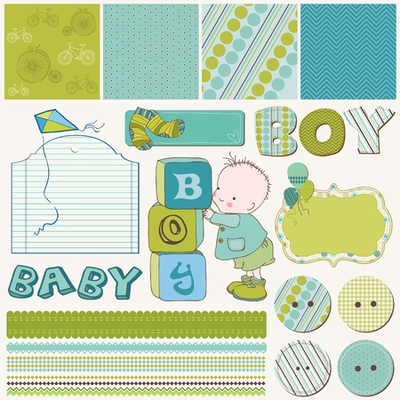 Scrapbook Boy Set - design elementsのイラスト素材