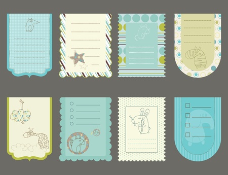 Design elements for baby scrapbook - cute tags with animalsのイラスト素材