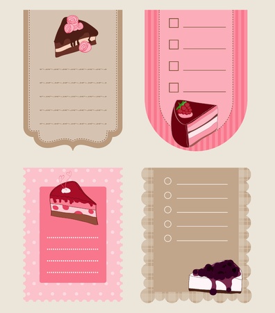 Set of Cake Tags - for design and scrapbookのイラスト素材