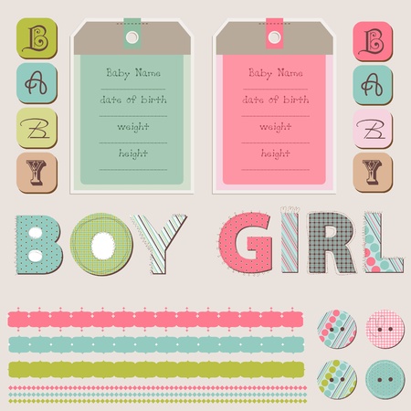 Scrapbook Baby Girl and Boy Setのイラスト素材