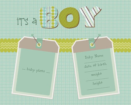 Baby Boy Arrival Card with Photo Frame in vectorのイラスト素材