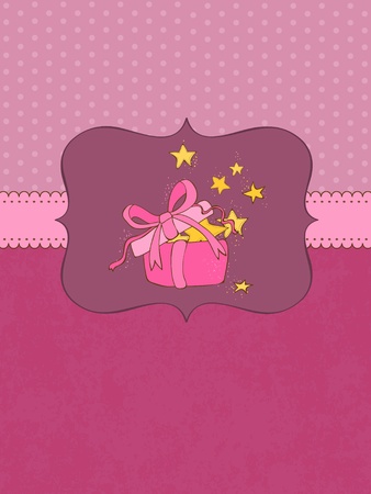 Baby Birthday Card with Photo Frame and place for your text in vectorのイラスト素材