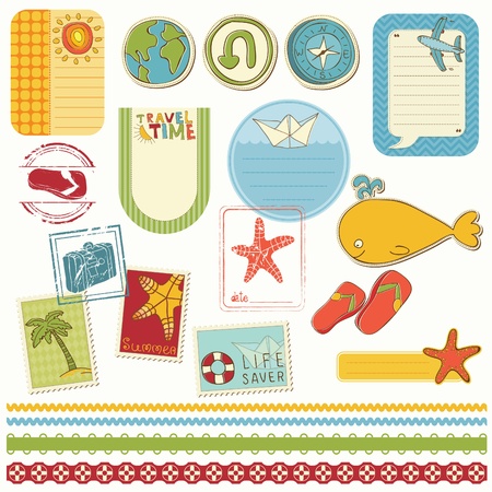 Summer holiday scrapbook setのイラスト素材