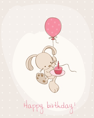 Greeting Birthday Card with Cute Bunnyのイラスト素材