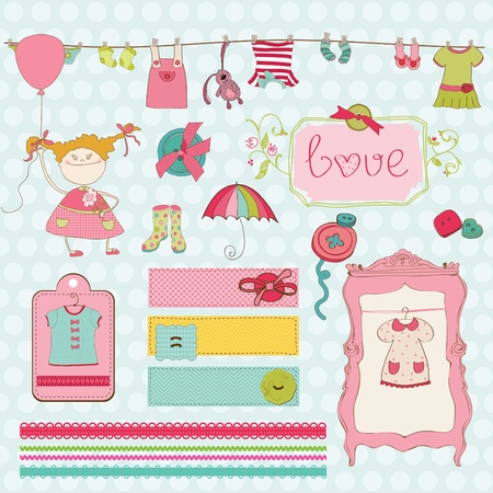 Design Elements for baby Scrapbook - Baby Girl Wardrobe Collectionのイラスト素材