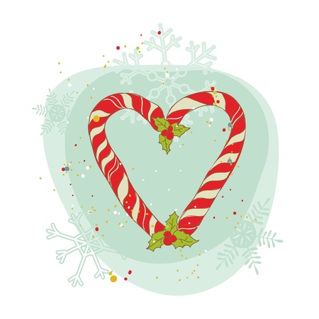 Vintage Christmas Candy Wreath Card - for scrapbook, design, invitation, greetings のイラスト素材