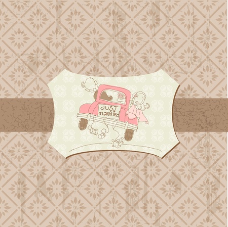 Vintage Honeymoon Postcard  - for design, invitation, congratulation, scrapbookのイラスト素材