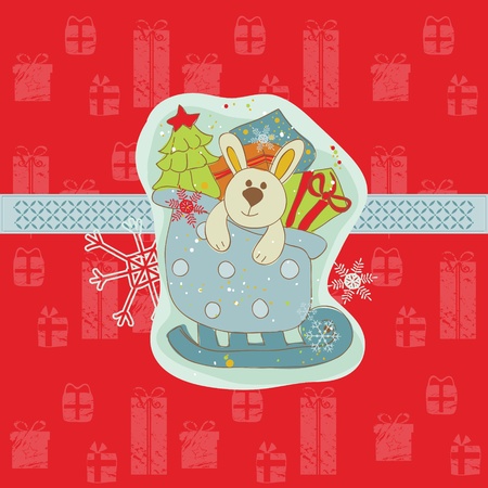 Christmas Card with Bunny  in vectorのイラスト素材