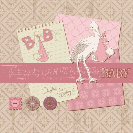 Scrapbook Vintage design elements - Baby Girl Announcementのイラスト素材