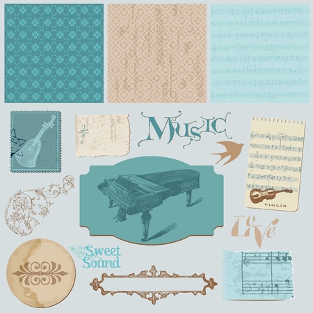 Scrapbook design elements - Vintage Music Setのイラスト素材