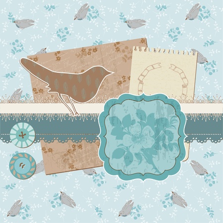 Scrapbook Design Elements - Vintage Birds and Flowersのイラスト素材