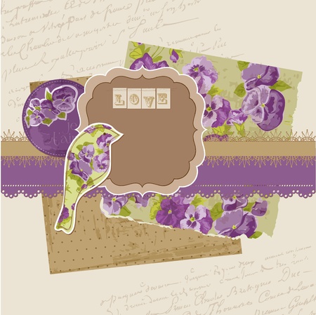Scrapbook Design Elements - Vintage Viola Flowers のイラスト素材