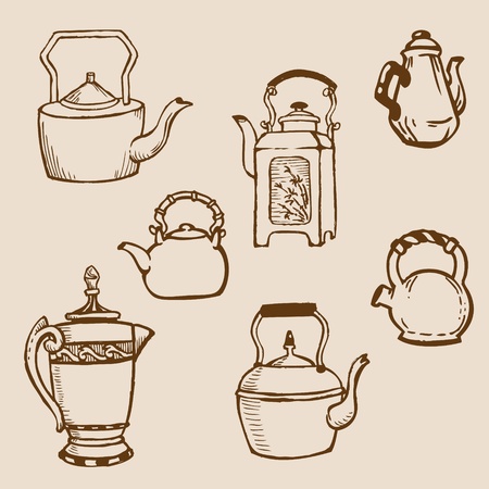Set of Teapot Doodles のイラスト素材