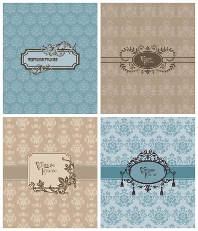 Set of Beautiful Retro Cards - for invitation, greetings, wedding のイラスト素材