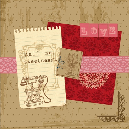 Elegant Scrapbook Design Elements - Vintage Letter and Damask elementsのイラスト素材