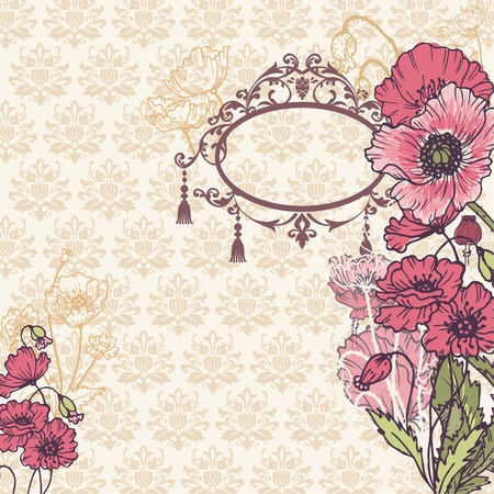 Vintage Poppy Background with place for your text - for your design, scrapbook in vectorのイラスト素材