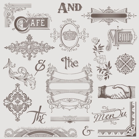 Vector Set: Various Retro Design Elements - High Qualityのイラスト素材