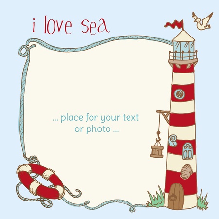 Nautical Card - with place for your text or photo in vectorのイラスト素材