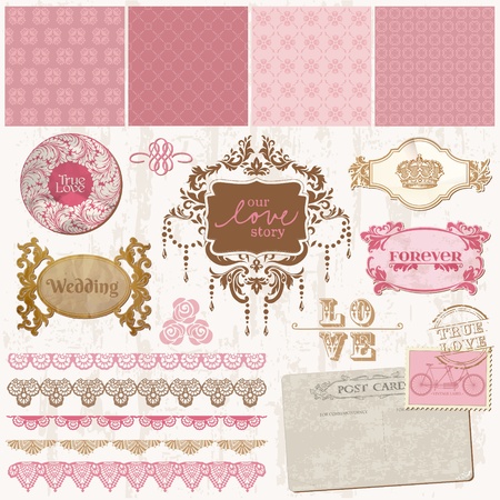 Scrapbook design elements - Vintage Wedding Set - in vectorのイラスト素材