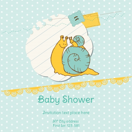 Baby Shower Card with Snail のイラスト素材