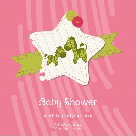 Baby Shower Card with Zebra のイラスト素材