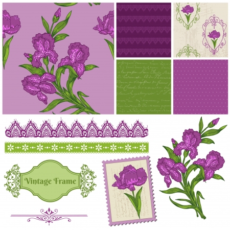 Scrapbook Design Elements - Iris Flowers in vectorのイラスト素材