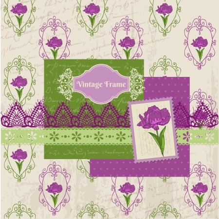 Scrapbook Design Elements - Iris Flowers in vectorのイラスト素材