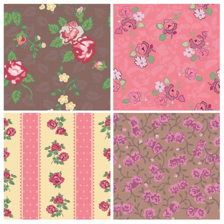 Seamless background Collection - Vintage Flowers - for design and scrapbook のイラスト素材