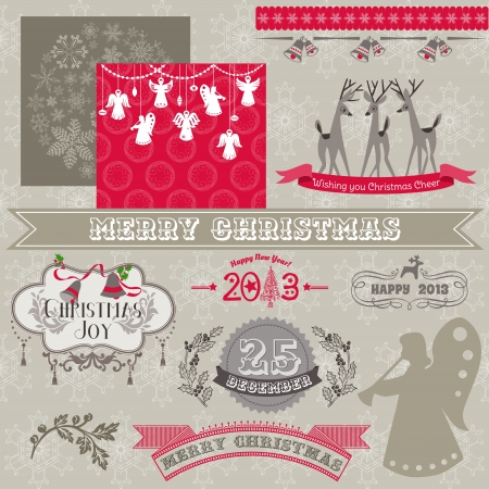 Scrapbook Design Elements - Vintage Merry Christmas and New Year のイラスト素材