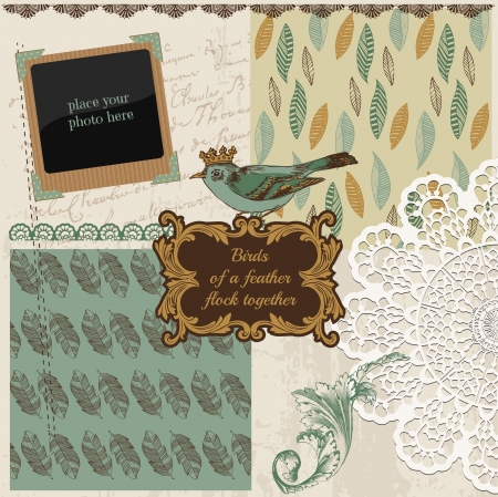 Scrapbook Design Elements - Vintage Bird Feathers - in vectorのイラスト素材