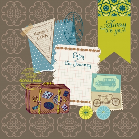 Scrapbook Design Elements - Vintage Travel Setのイラスト素材
