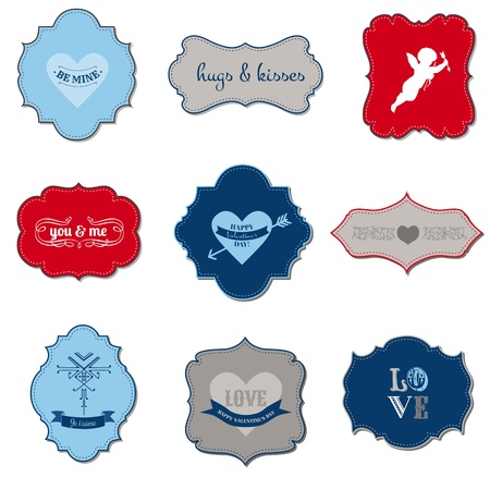 Vintage Frames and Design Elements- for valentine day, wedding, invitation, scrapbook - in vectorのイラスト素材