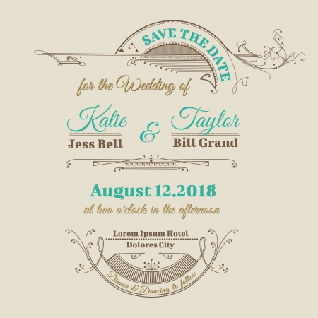 Wedding Invitation Card - Vintage Frame Theme - in vectorのイラスト素材