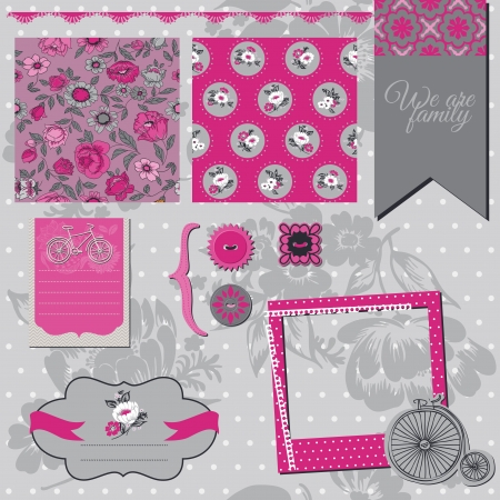 Seamless Vintage Flower Background Set- for design and scrapbook のイラスト素材