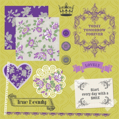 Scrapbook Design Elements - Vintage Violet Roses  のイラスト素材