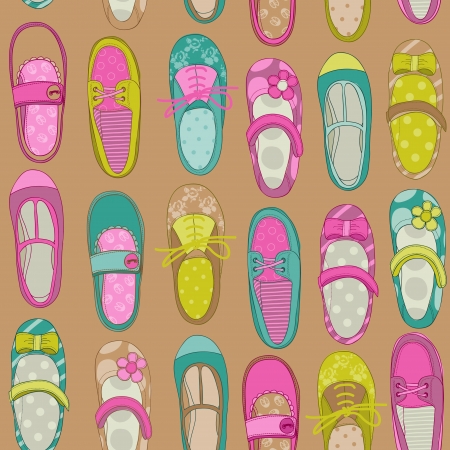Baby Girl Shoes Background - for design or scrapbook のイラスト素材