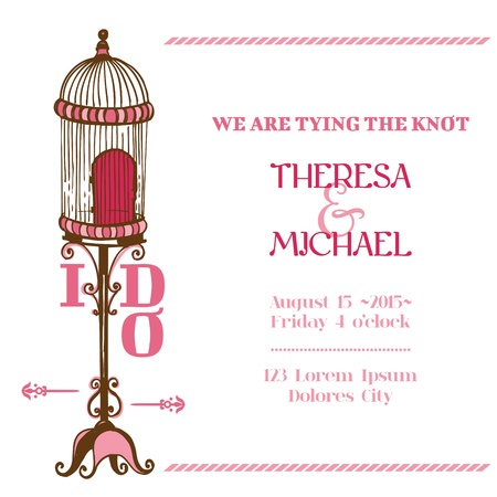Wedding Vintage Invitation Card - Bird Cage Theme - for design, scrapbook のイラスト素材