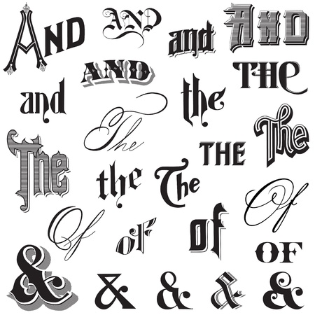 Calligraphic Ands and Thes - for design and scrapbookのイラスト素材