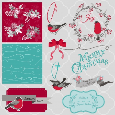 Scrapbook Design Element - Christmas Birds Theme - in vectorのイラスト素材