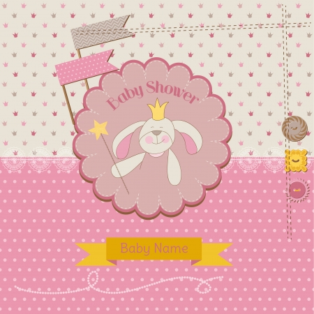 Baby Shower or Arrival Card - Baby Bunny Girl - in vectorのイラスト素材