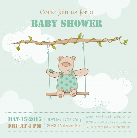 Baby Shower Card - with Baby Bear - in vectorのイラスト素材
