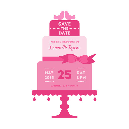 Save the Date - Wedding Card with Cake - with place for your text - in vectorのイラスト素材