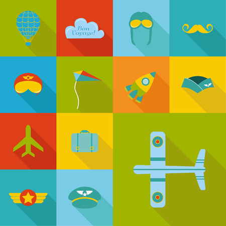 Airplane Party set - Flat Icons Design.のイラスト素材