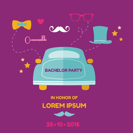 Bachelor Party Card - Wedding Invitation Card - with place for your textのイラスト素材